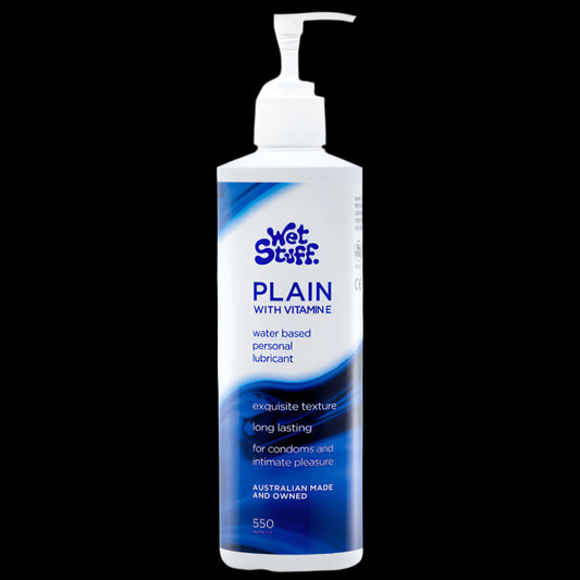 Wet Stuff Plain - 550g Pump - Water Based Lubricant with Vitamin E - 550 gram Pump Bottle