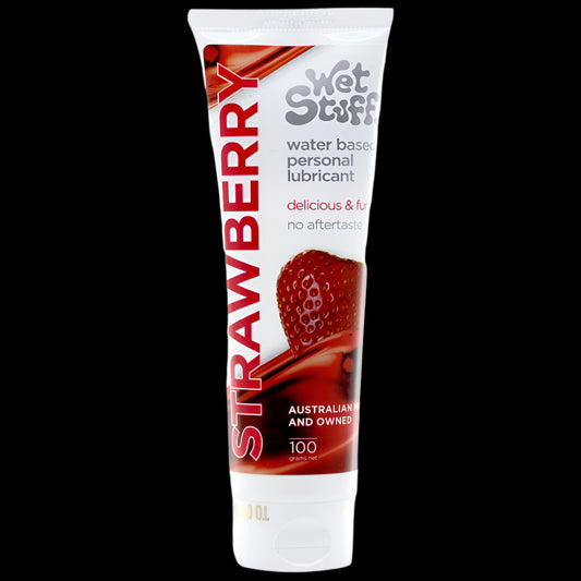 Wet Stuff Strawberry - 100g Tube - Strawberry Flavoured Water Based Lubricant - 100 gram Tube
