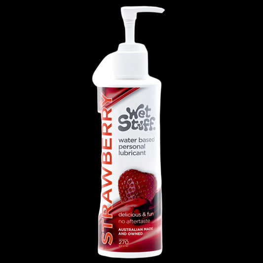 Wet Stuff Strawberry - 270g Pump - Strawberry Flavoured Water Based Lubricant - 270 gram Pump Bottle
