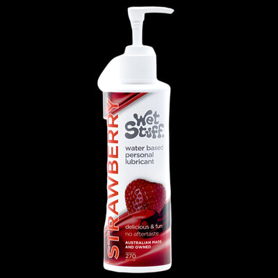 Buy Wet Stuff Strawberry - 270g Pump - Strawberry Flavoured Water Based Lubricant - 270 gram Pump Bottle Online - Viking Traders Adult Shop Australia
